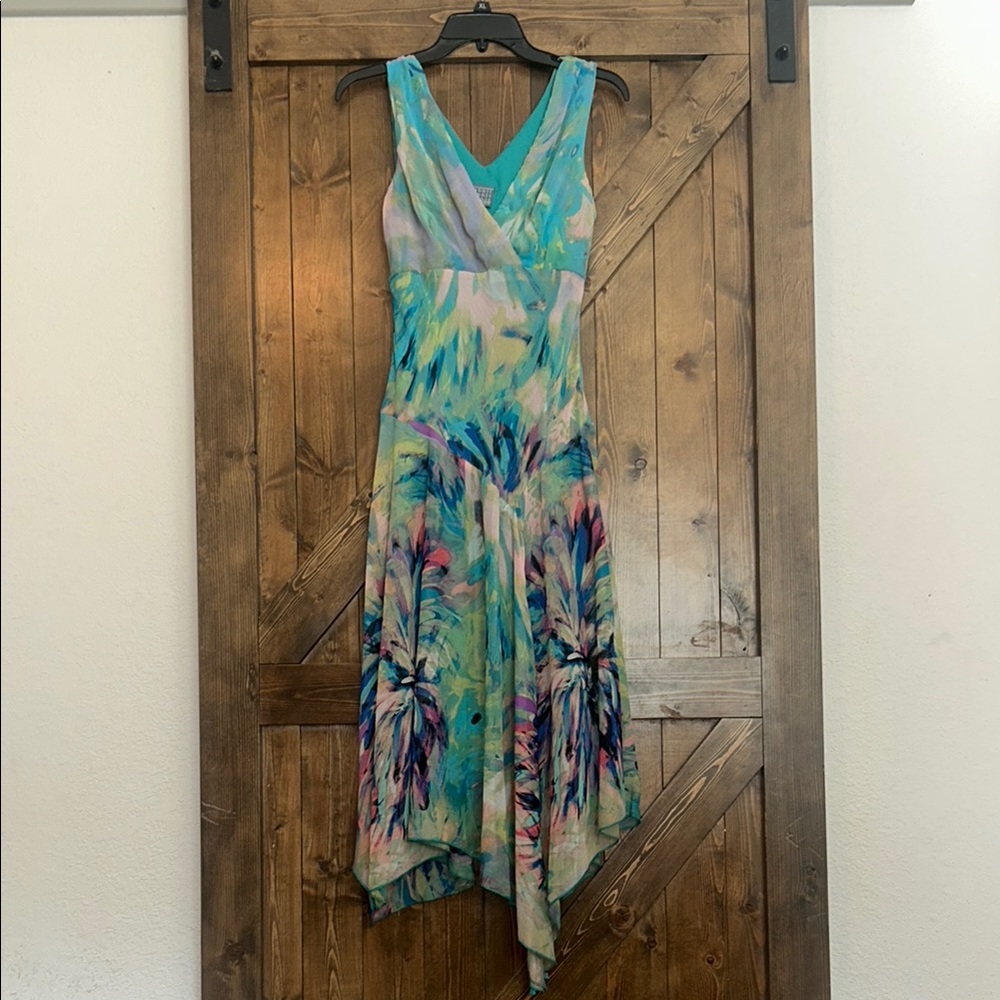 Rabbit Rabbit Rabbit Asymmetrical High-Low Blue and Green Sundress